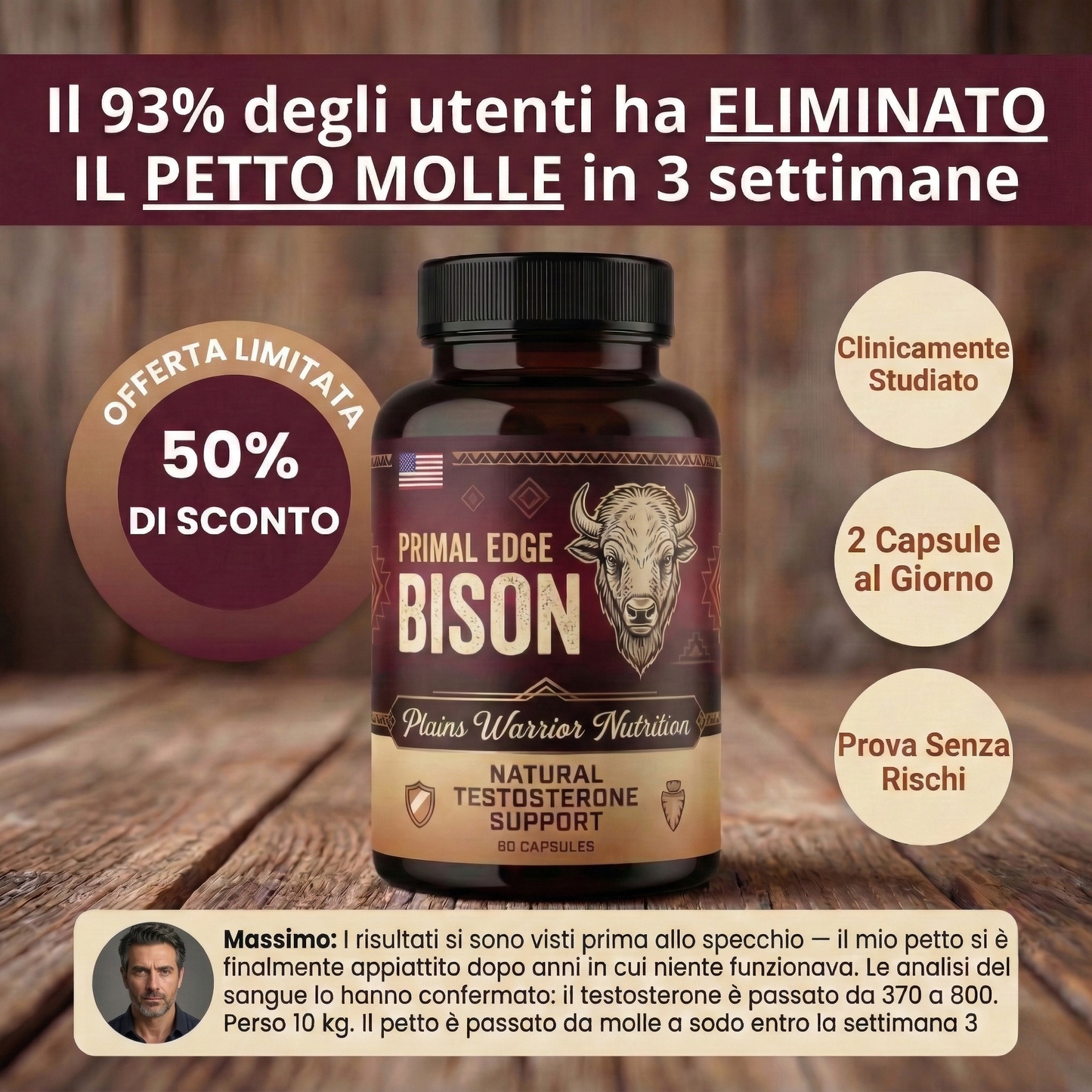 Primal Edge Bison — Supporto naturale al testosterone