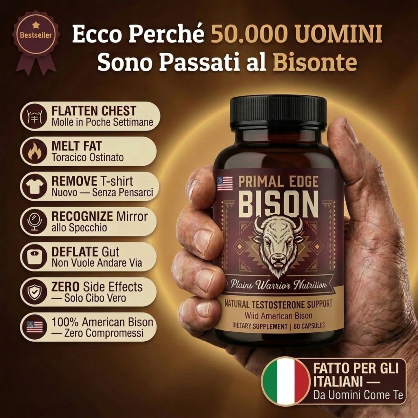 Primal Edge Bison — Supporto naturale al testosterone